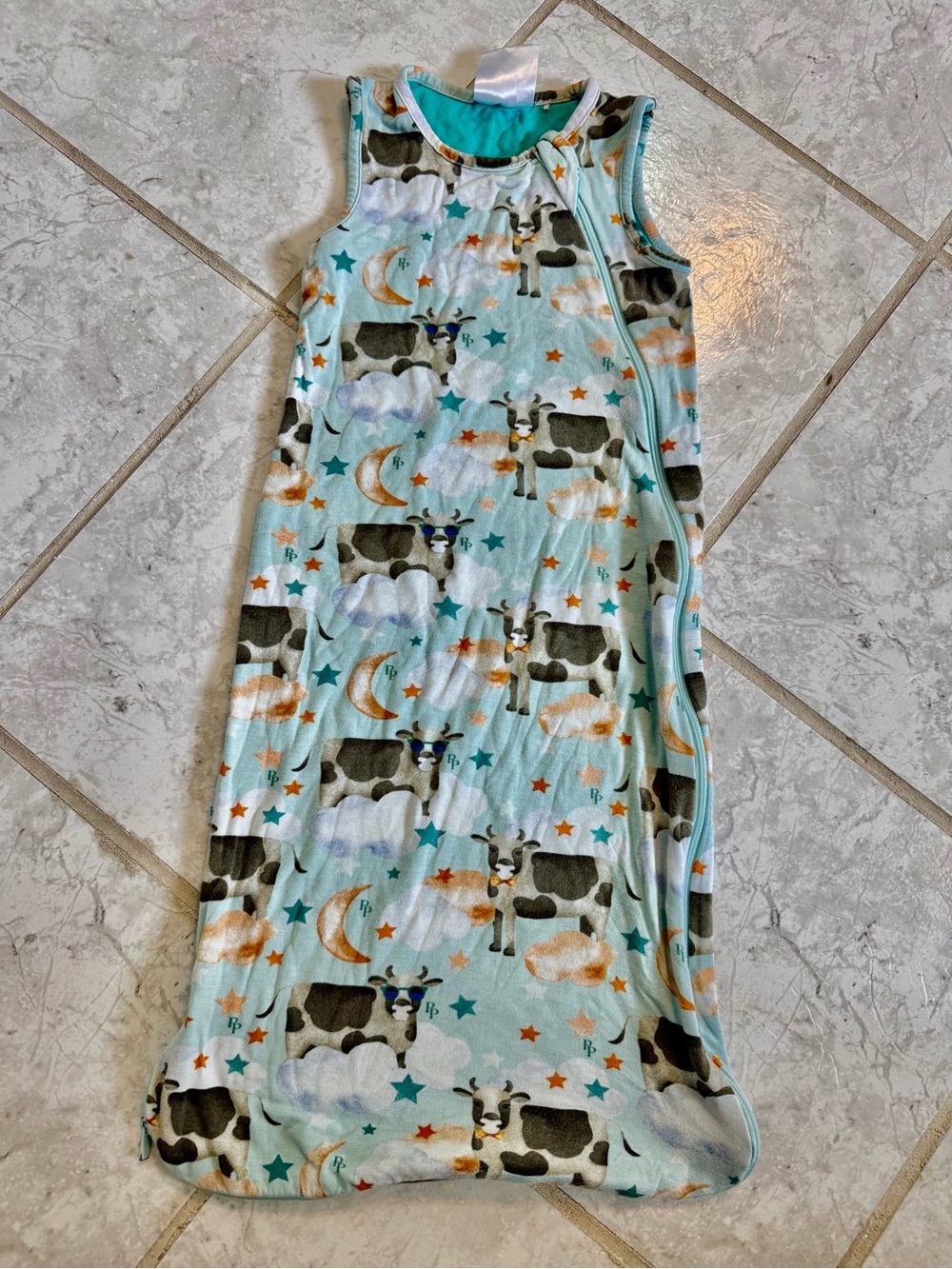 Posh peanut sleeping cow bamboo sleep sack .5tog 0-6 months